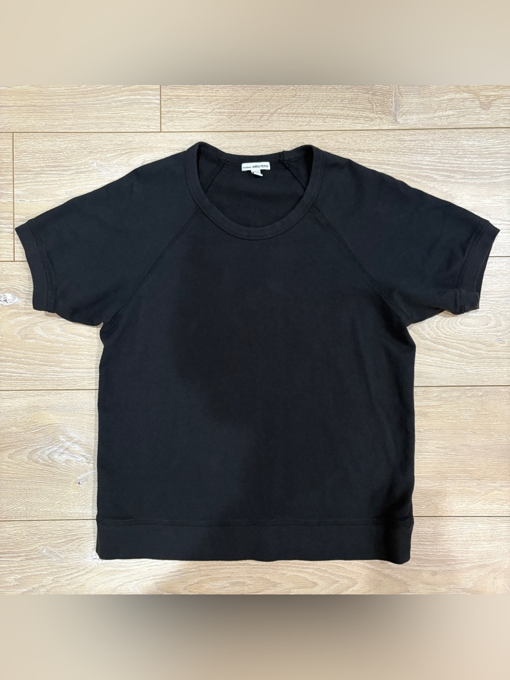 James Perse Standard Black Short Sleeve Sweatshirt Size 2 WXAH3838CU